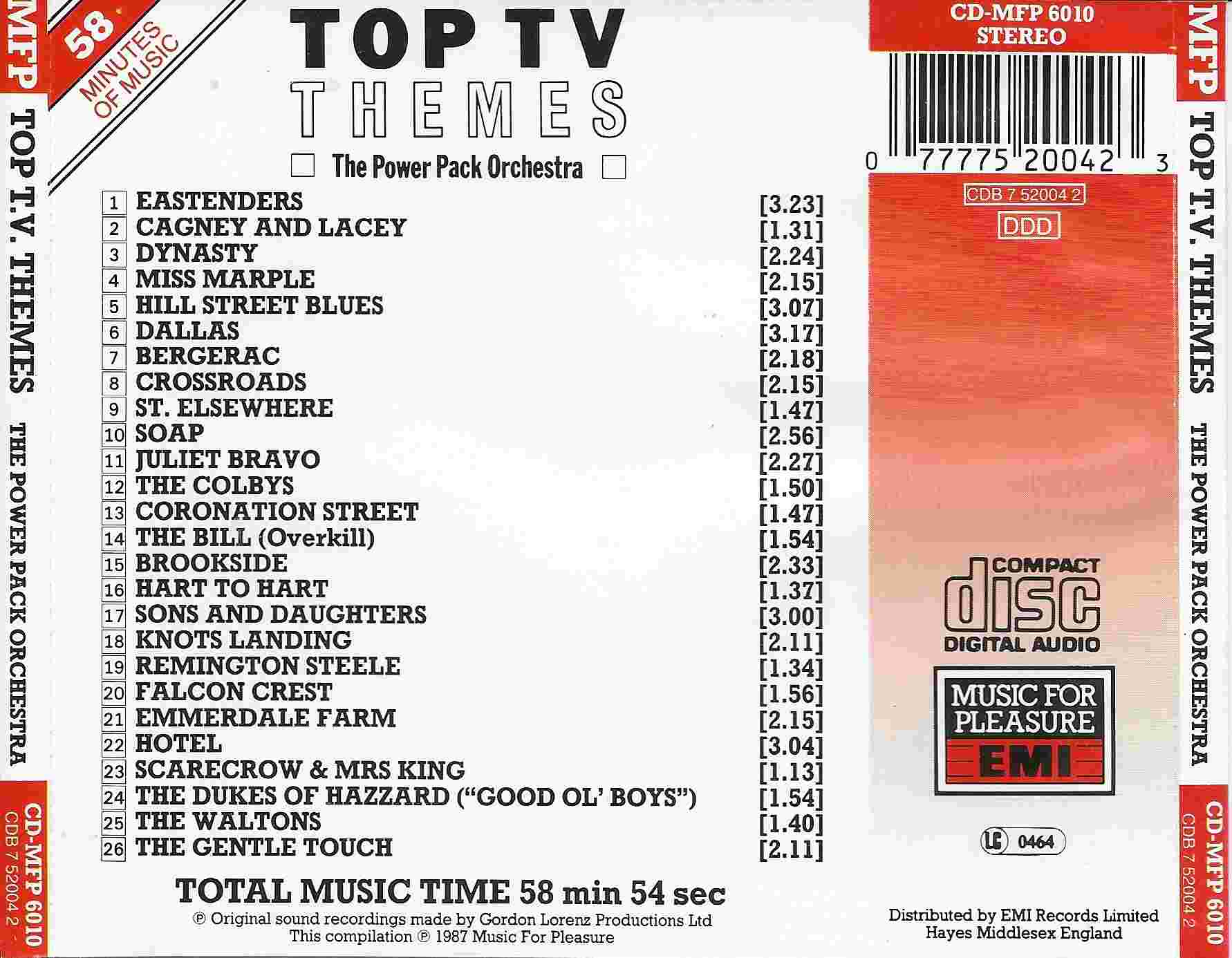 Picture of CDMFP 6010 Top TV themes by artist Various from ITV, Channel 4 and Channel 5 library